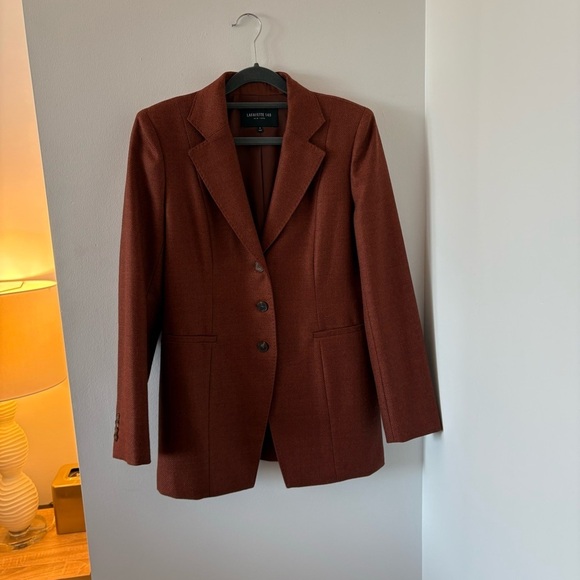 Lafayette 148 New York Wool & Silk Blend Jacqueline Blazer In Rust Brown US 6 - Picture 3 of 13